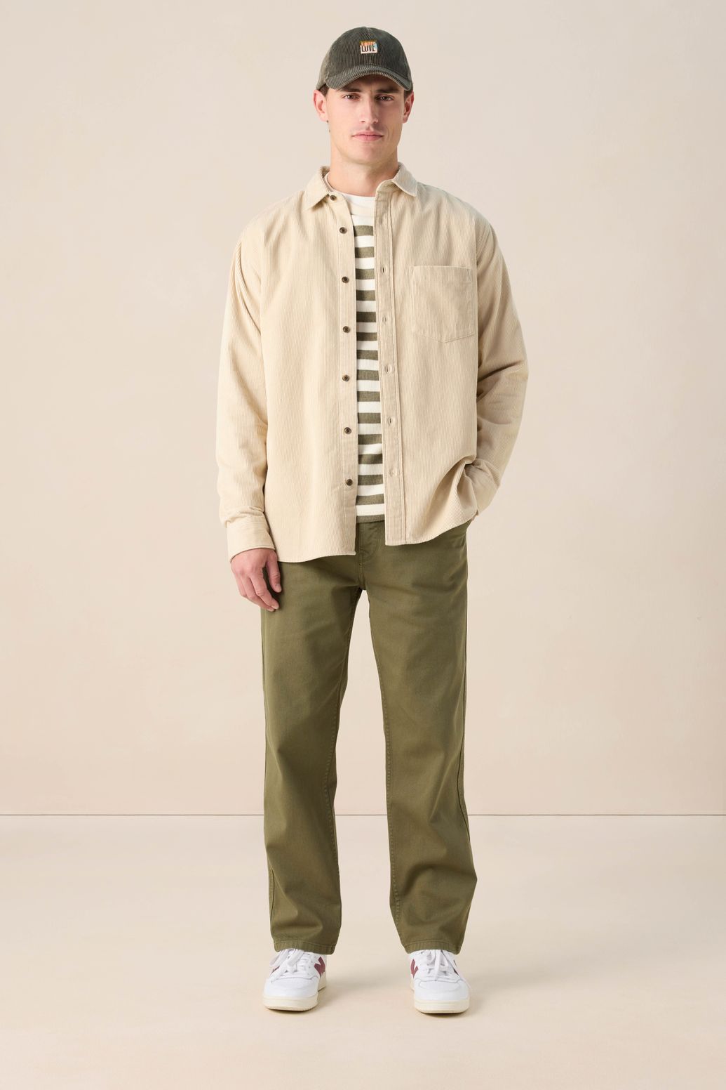 Beige corduroy overhemd