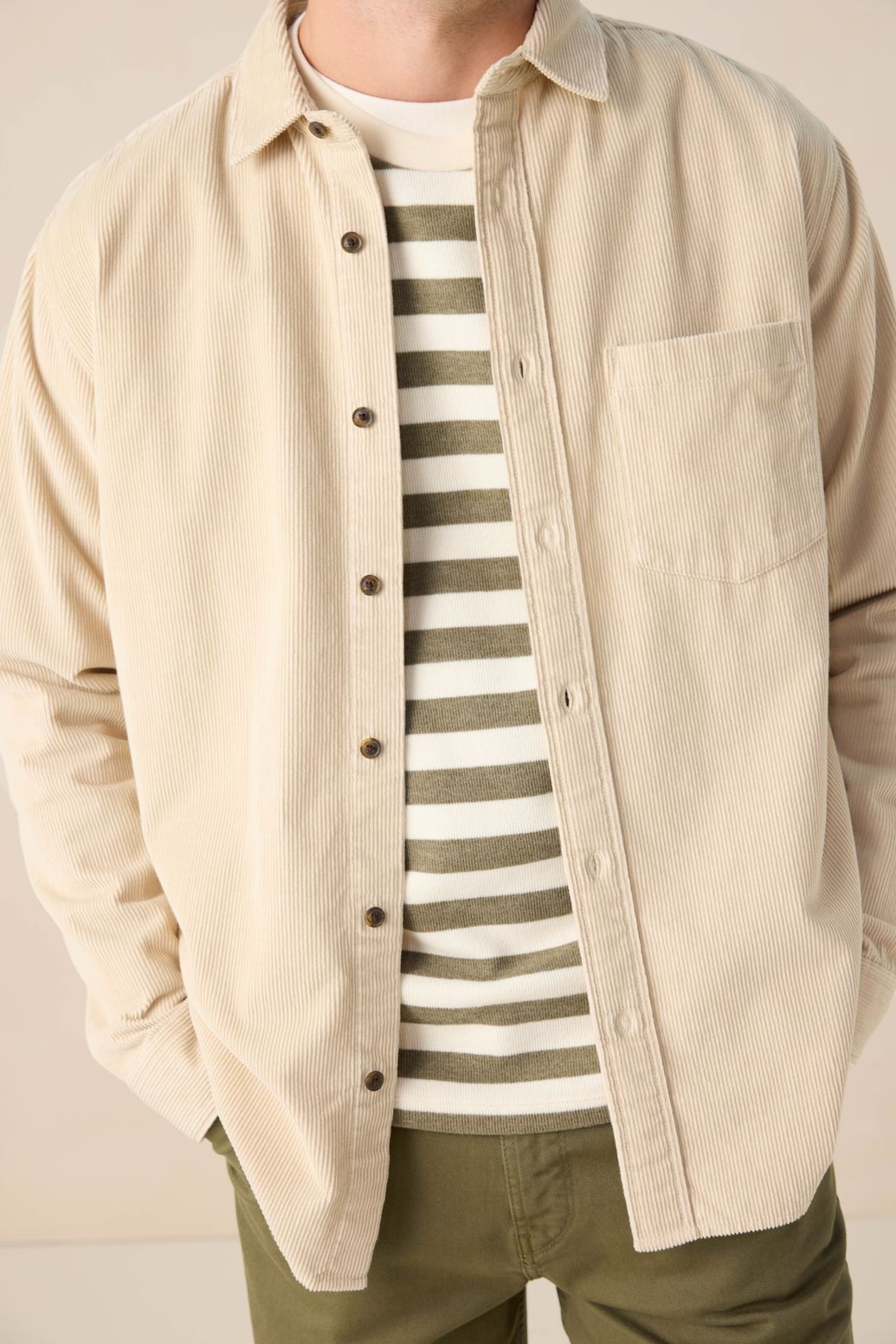 Chemise en velours côtelé - beige