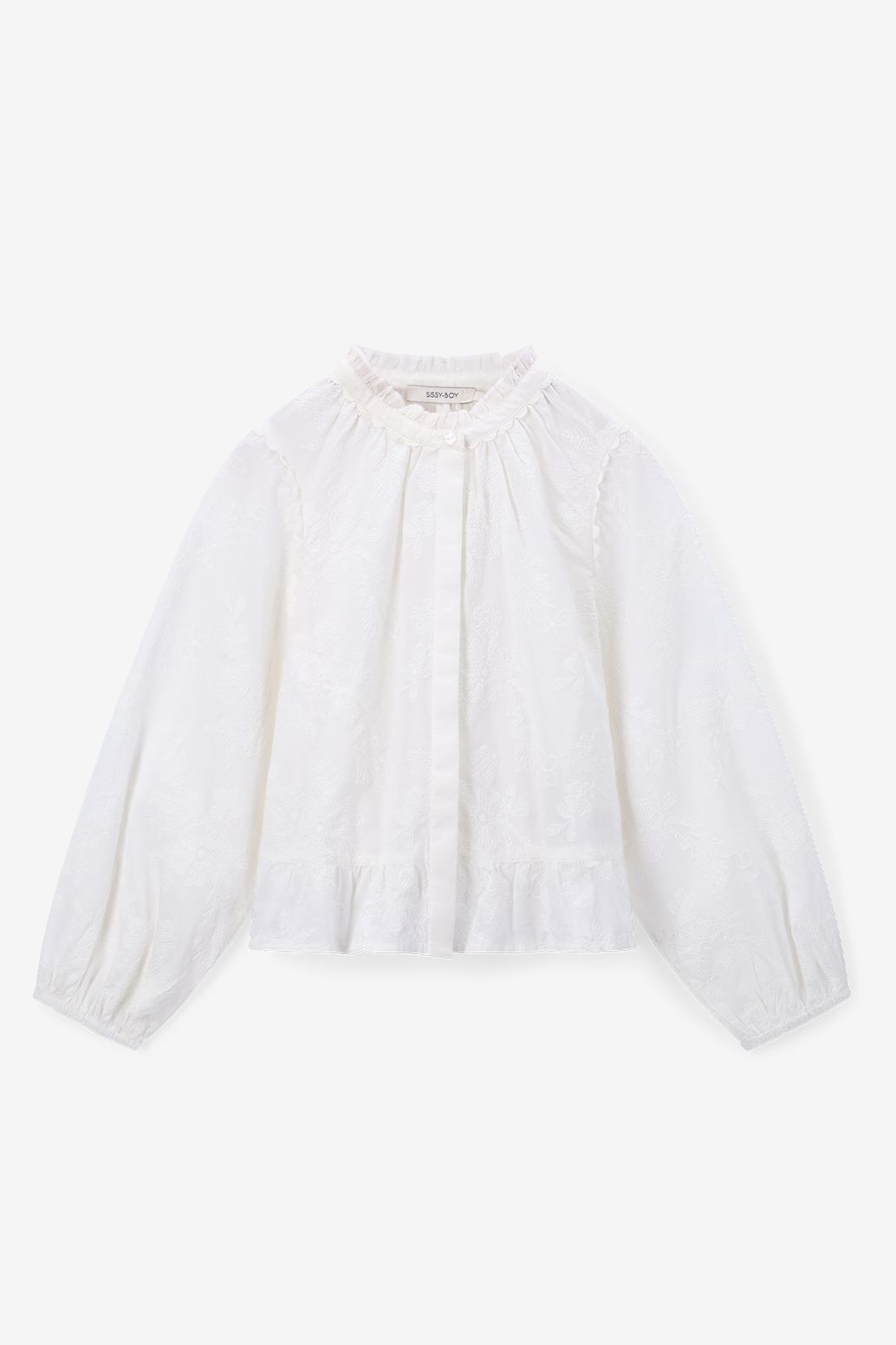 Bluse mit Stickerei - weiß