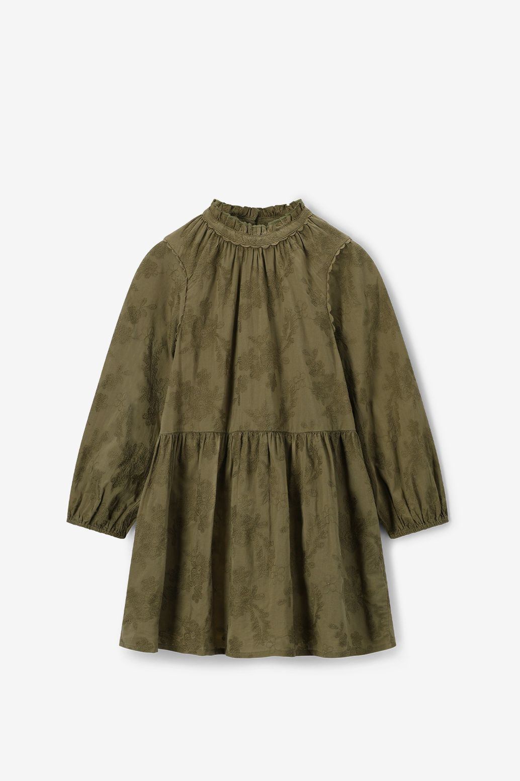 Donkergroene jurk met embroidery