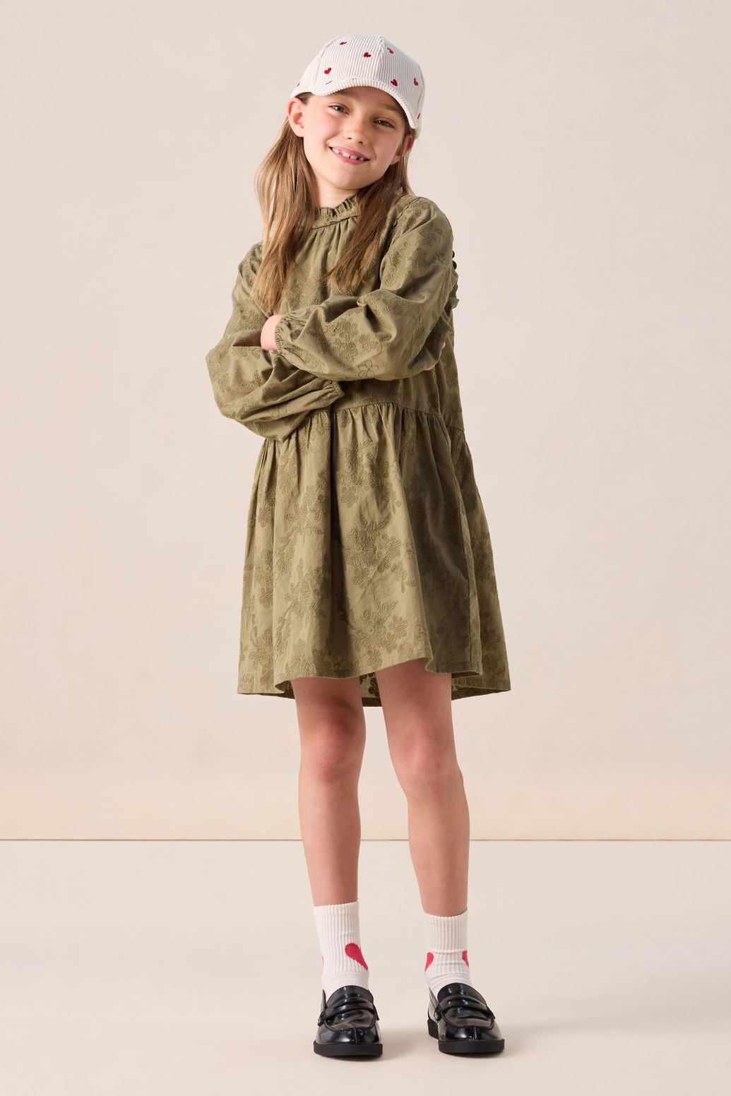 Donkergroene jurk met embroidery