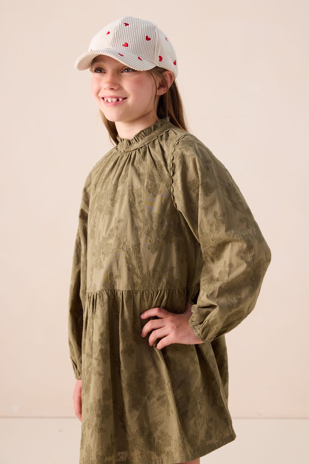 Donkergroene jurk met embroidery