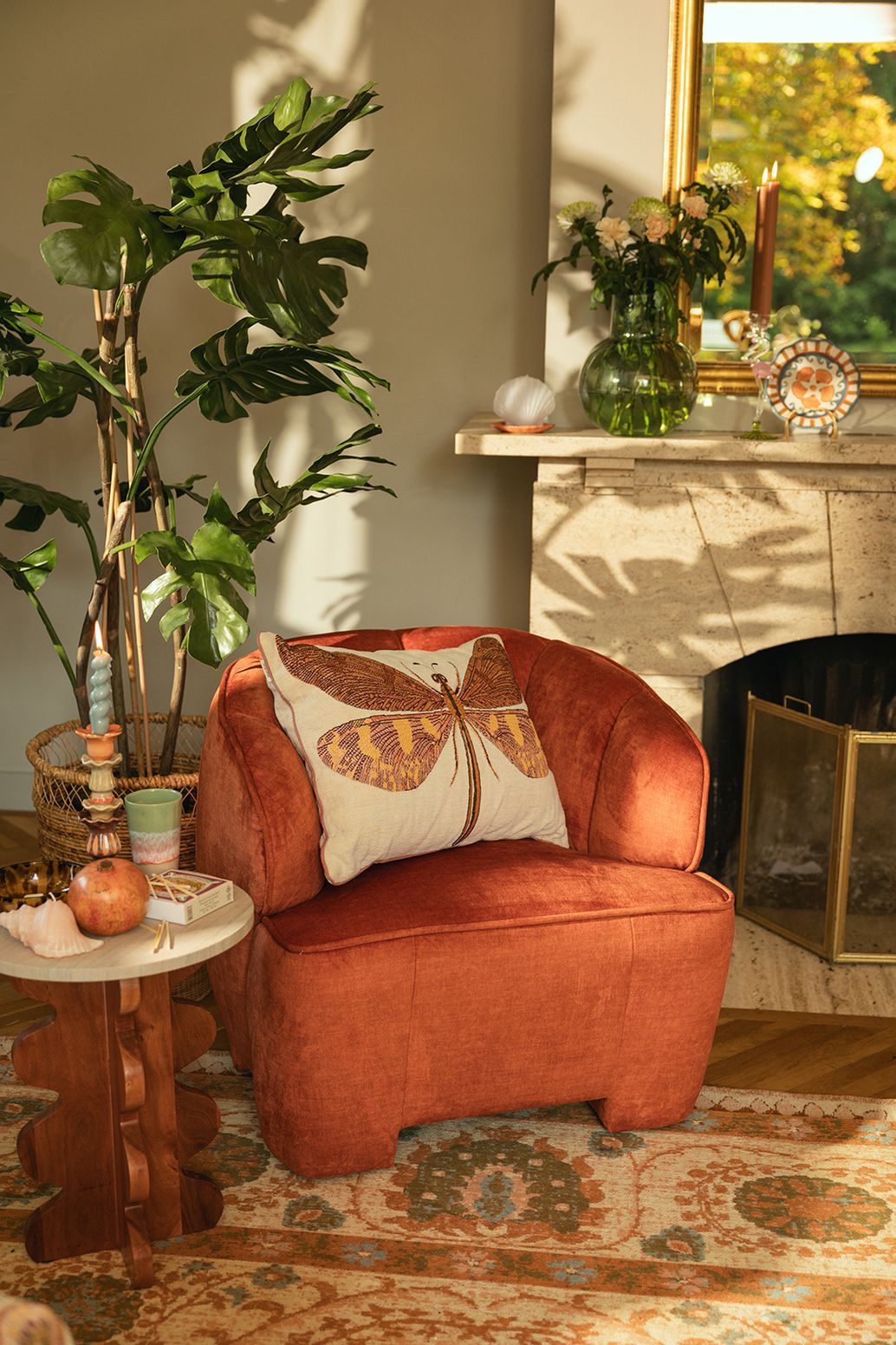 Coussin jacquard avec libellule - beige