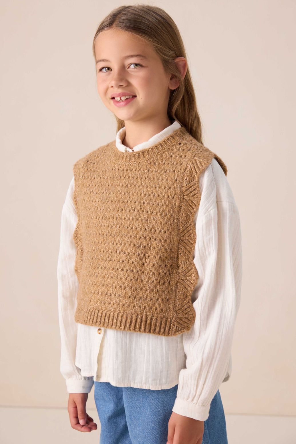 Spencer avec bords festonnés - marron