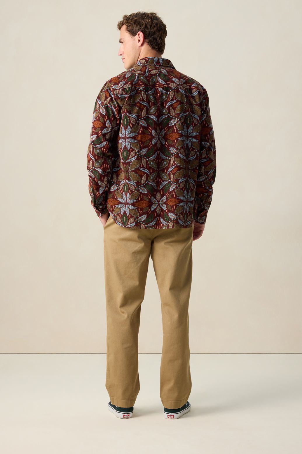 Bruine corduroy overhemd met print