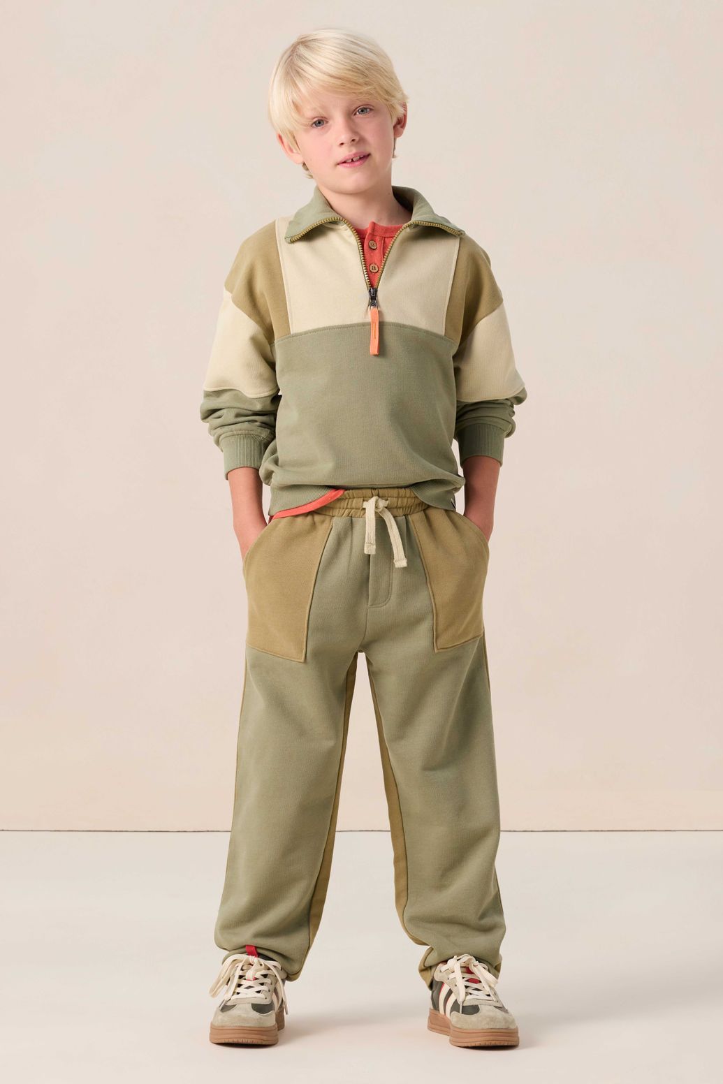 Groene colourblock sweatpants