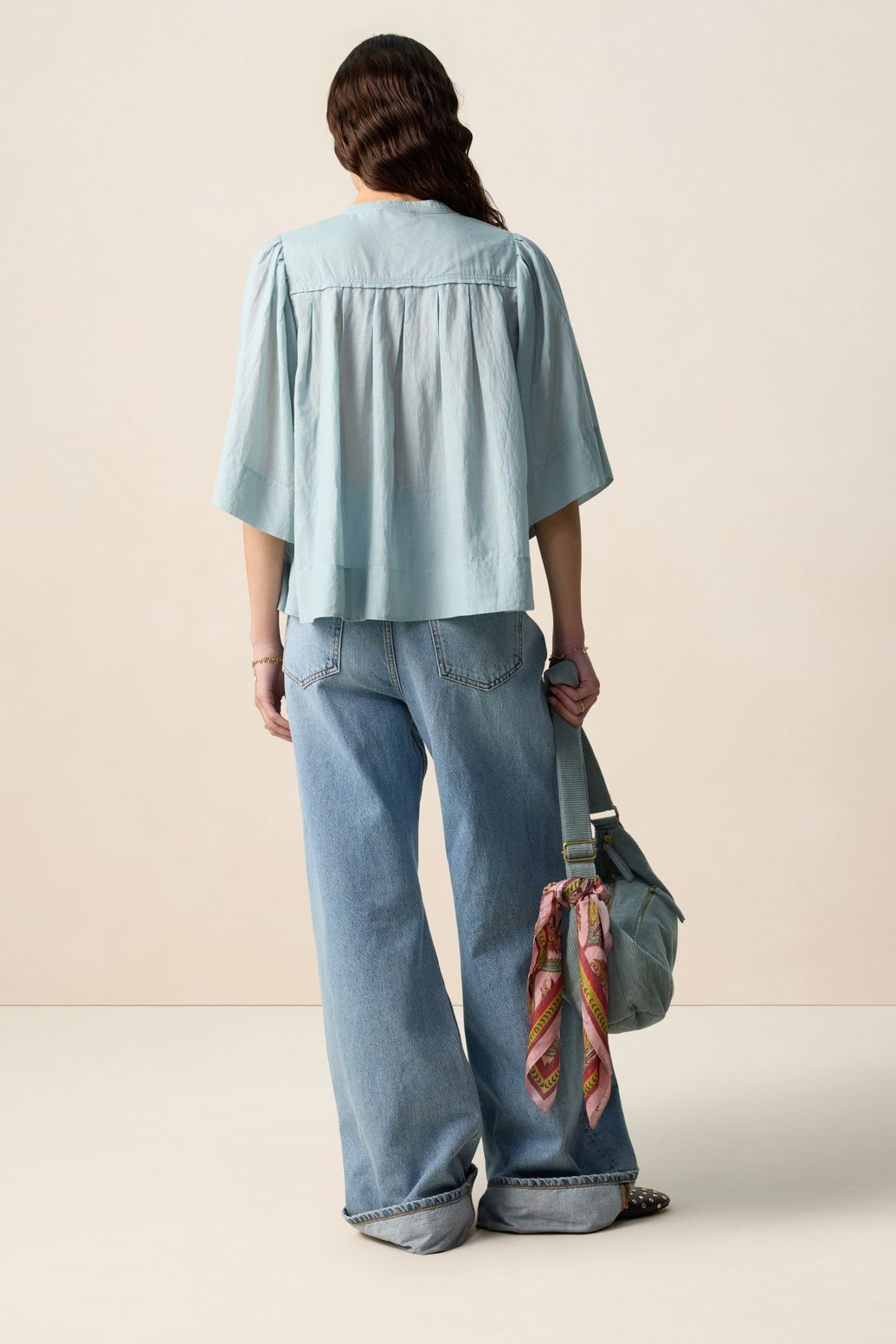 Bluse mit Puffärmeln - blau