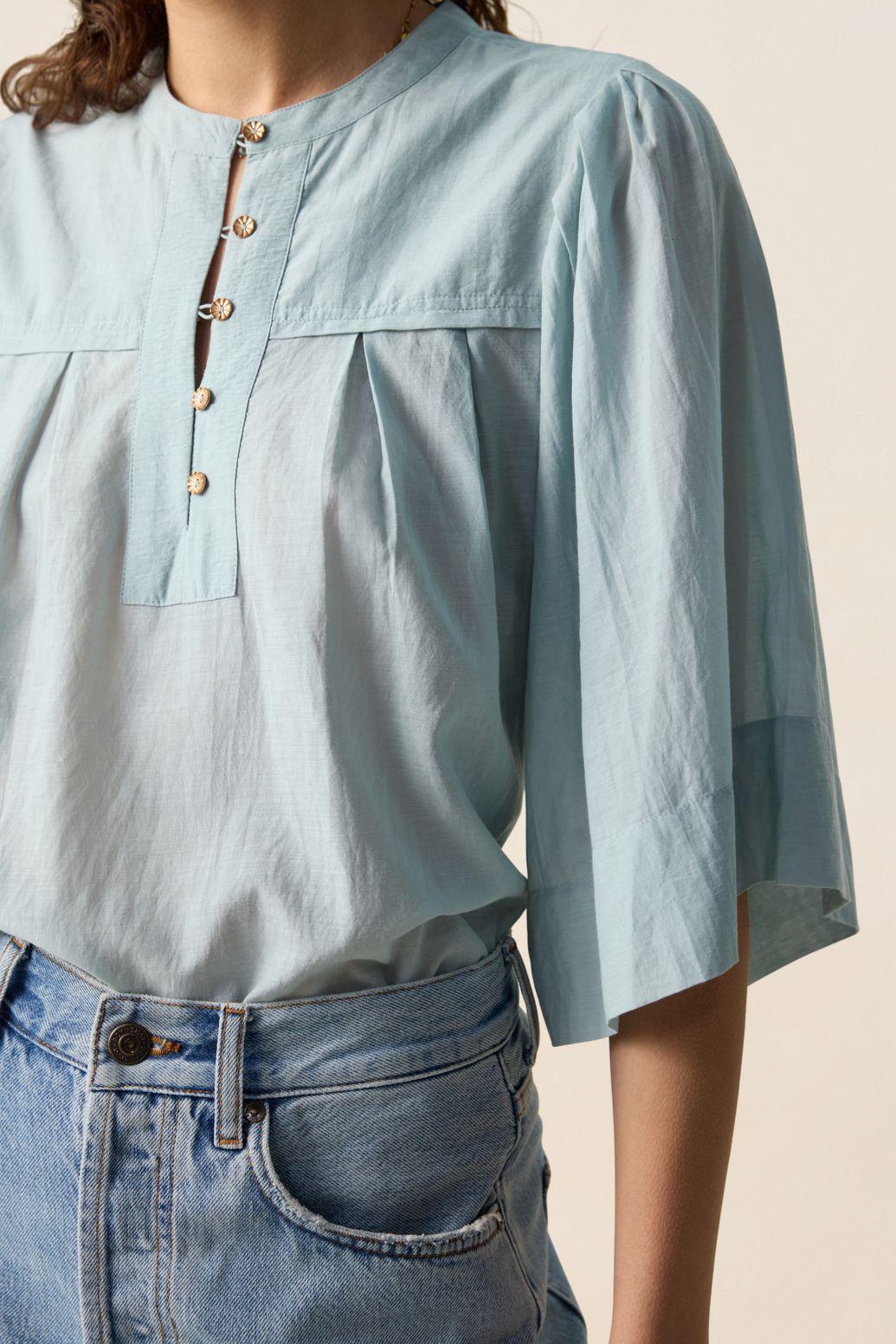 Bluse mit Puffärmeln - blau