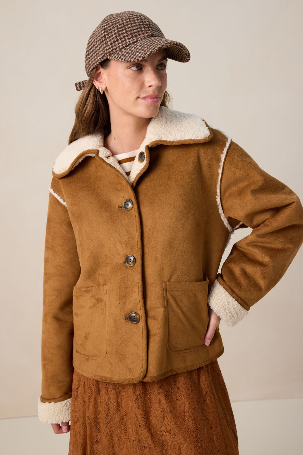 Veste réversible en fausse fourrure - blanc