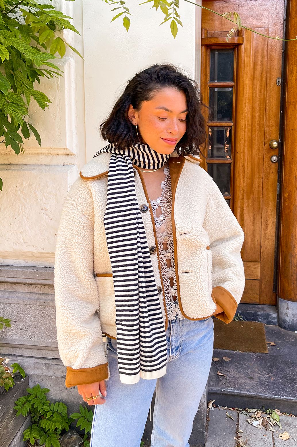 Veste réversible en fausse fourrure - blanc