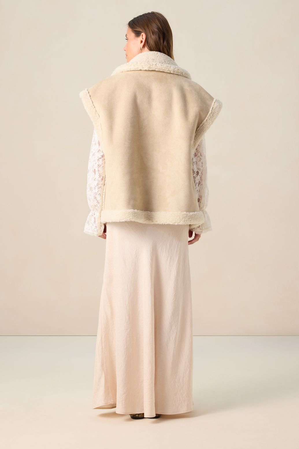 Witte faux lammy reversible bodywarmer