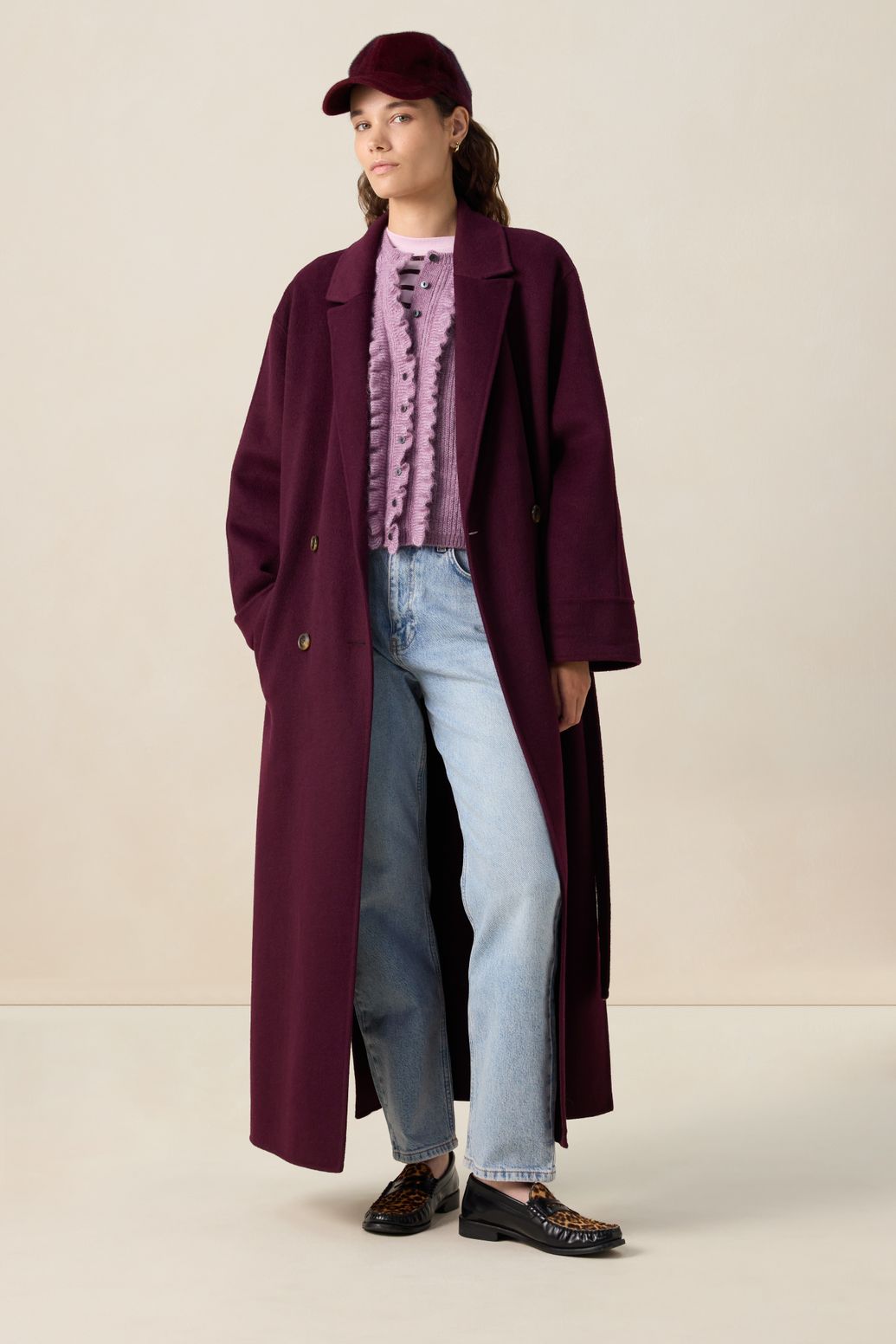 Wollmantel - dunkelrot