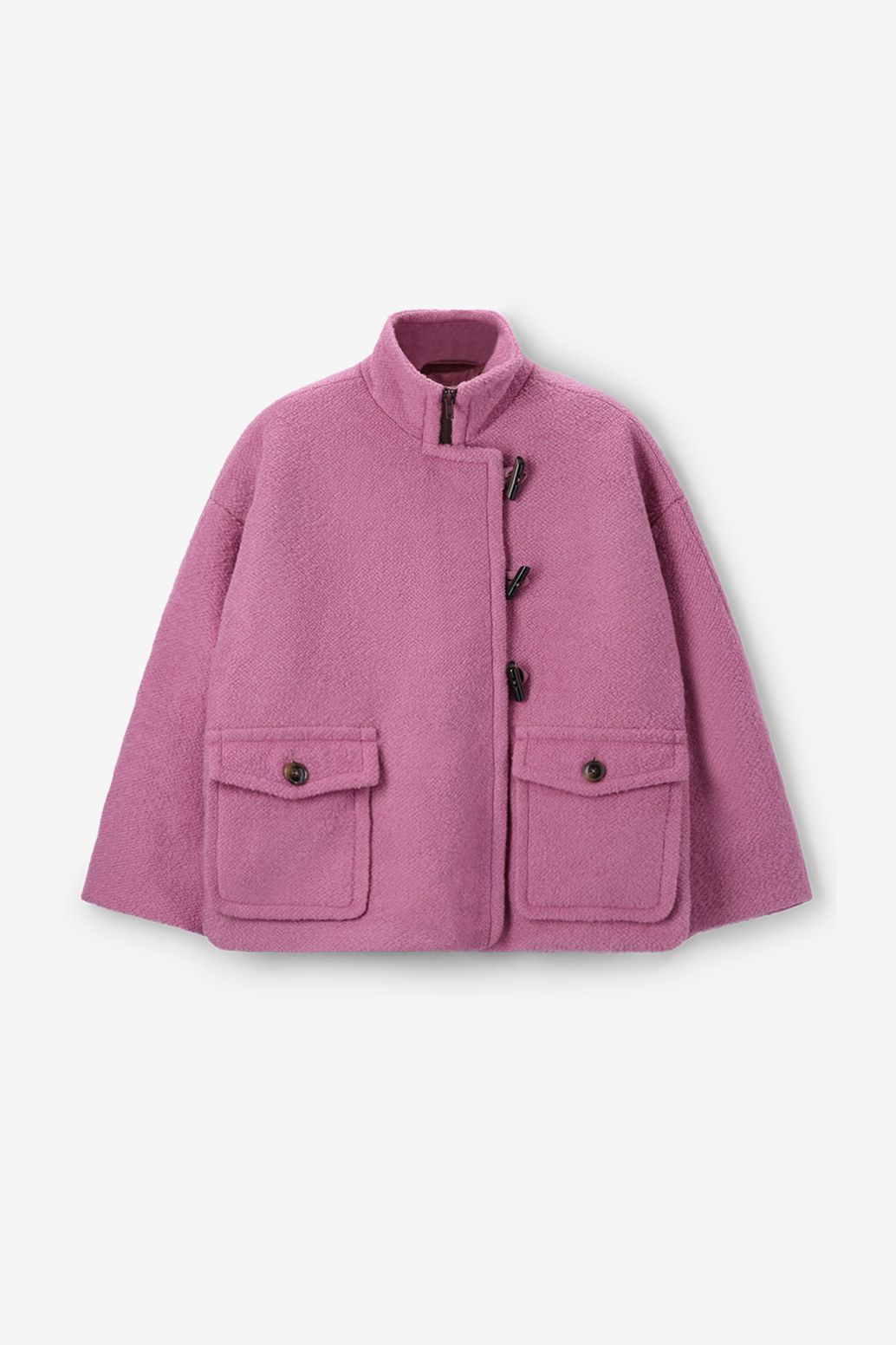 Roze wollen boucle jas