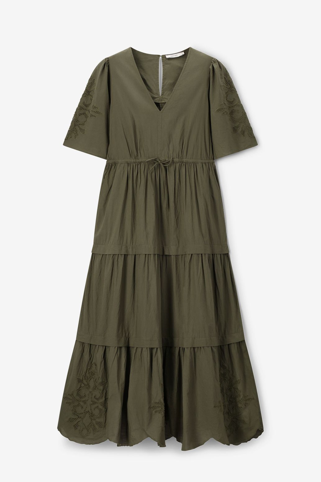 Robe longue avec broderies - vert foncé