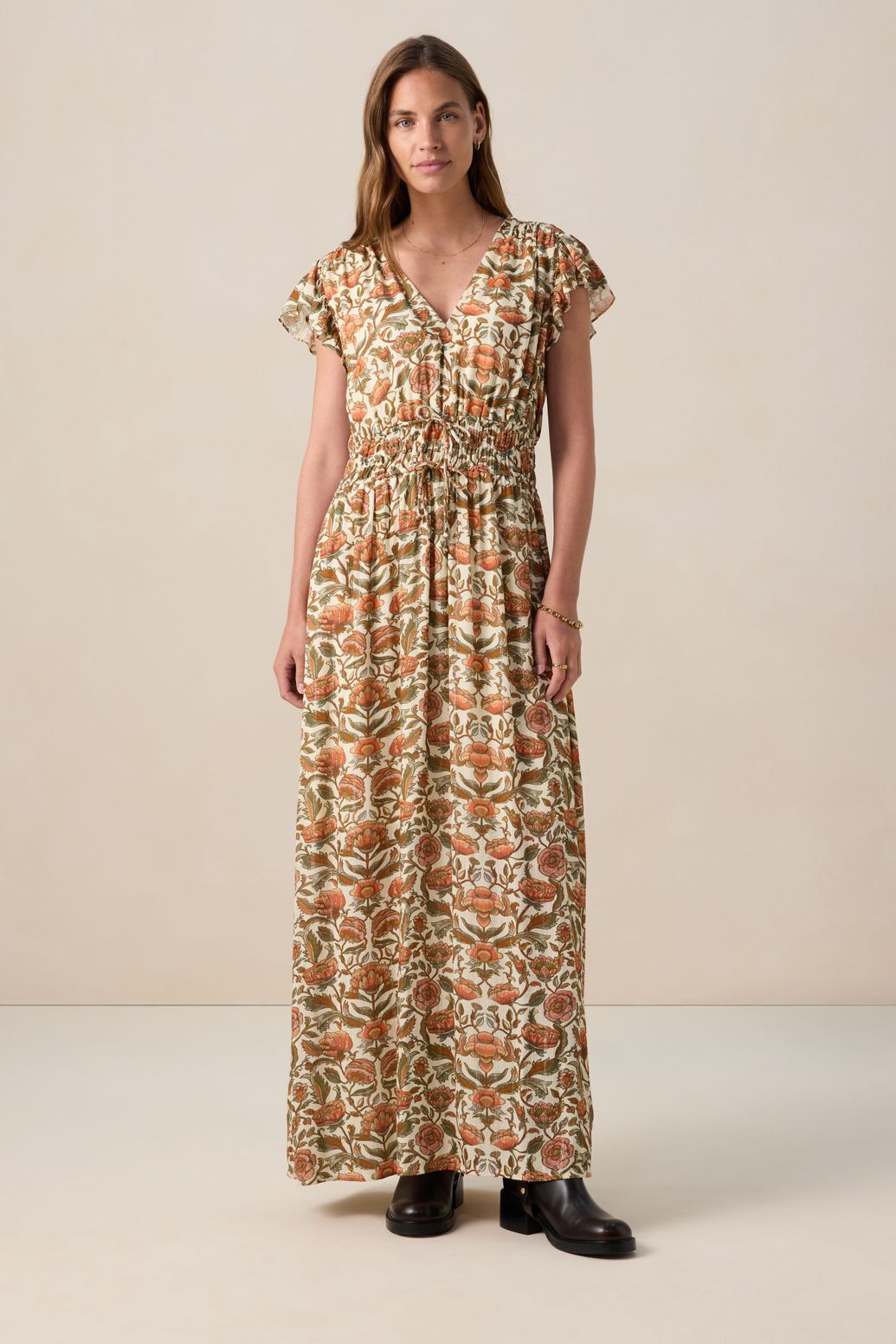 Robe longue avec imprimé - blanc