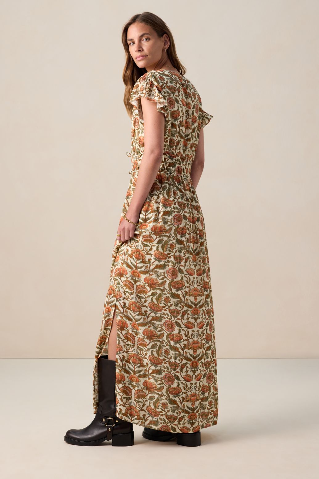 Robe longue avec imprimé - blanc