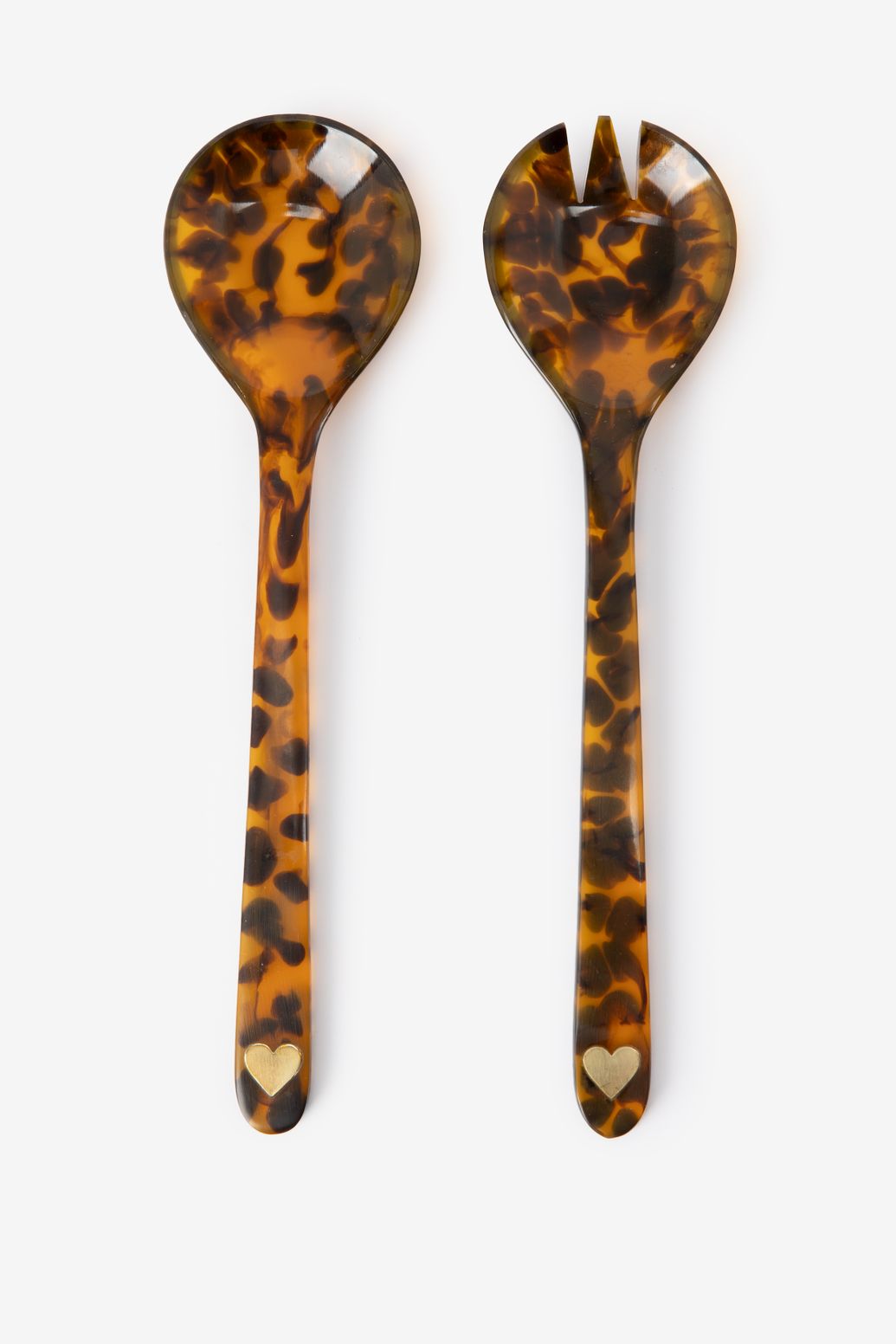 Salatbesteck mit Leoprint - dunkelbraun