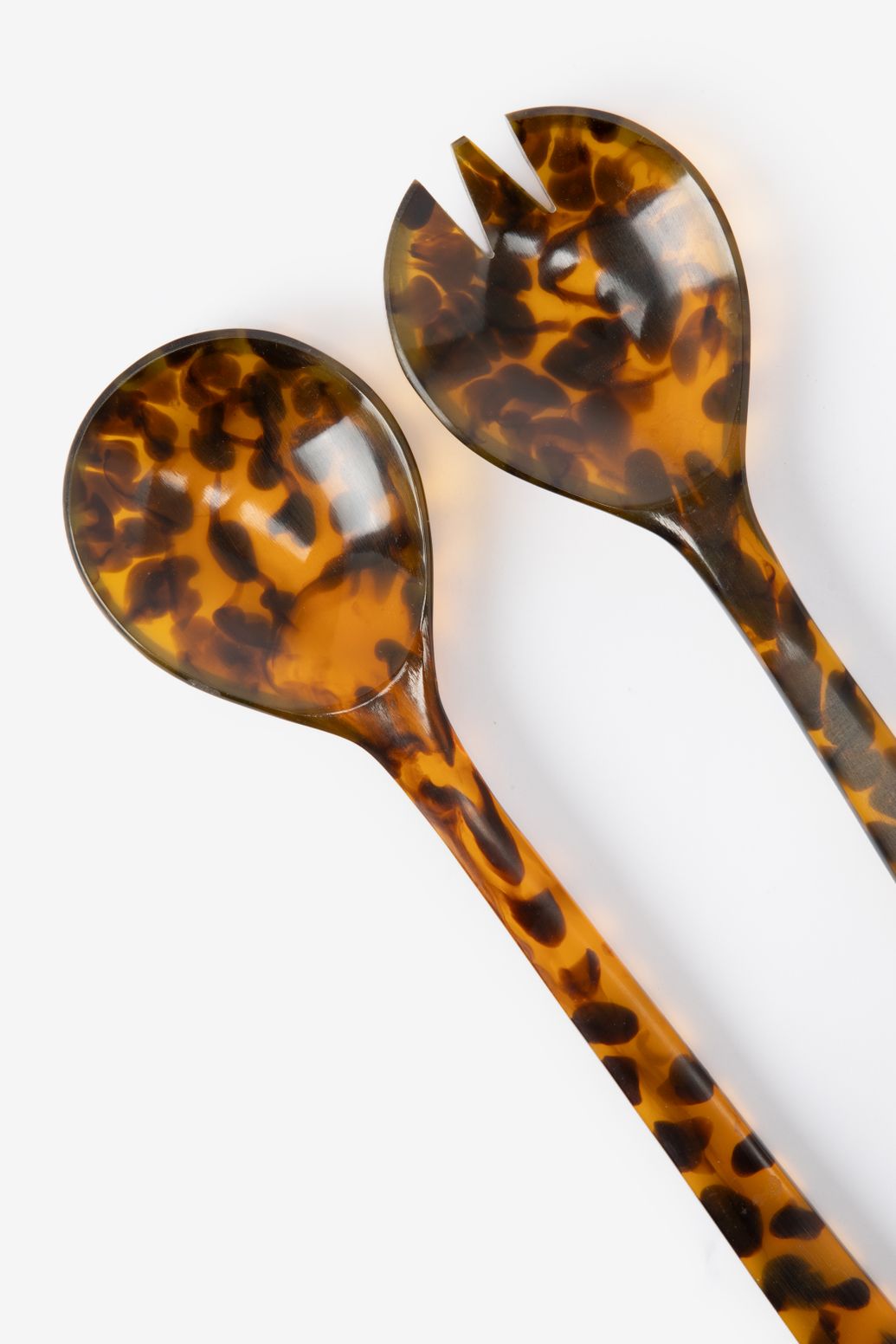Salatbesteck mit Leoprint - dunkelbraun