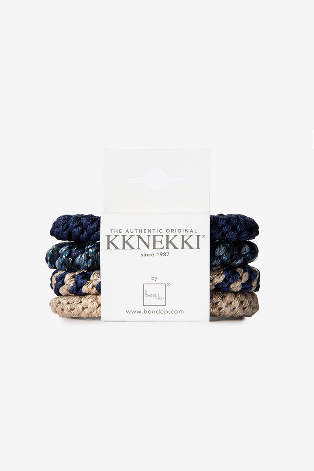 Kknekki donkerblauwe gevlochten haarelastiek