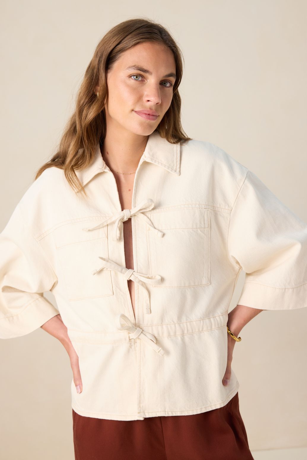 Veste avec liens à nouer - blanc