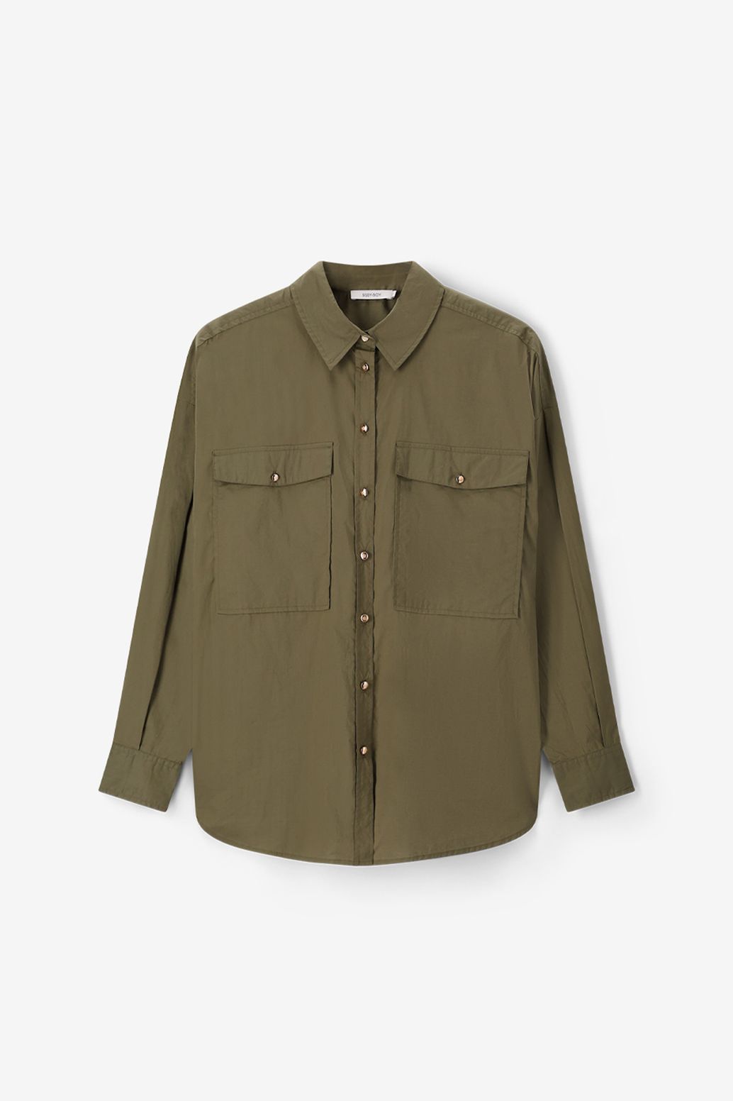 Donkergroene poplin blouse