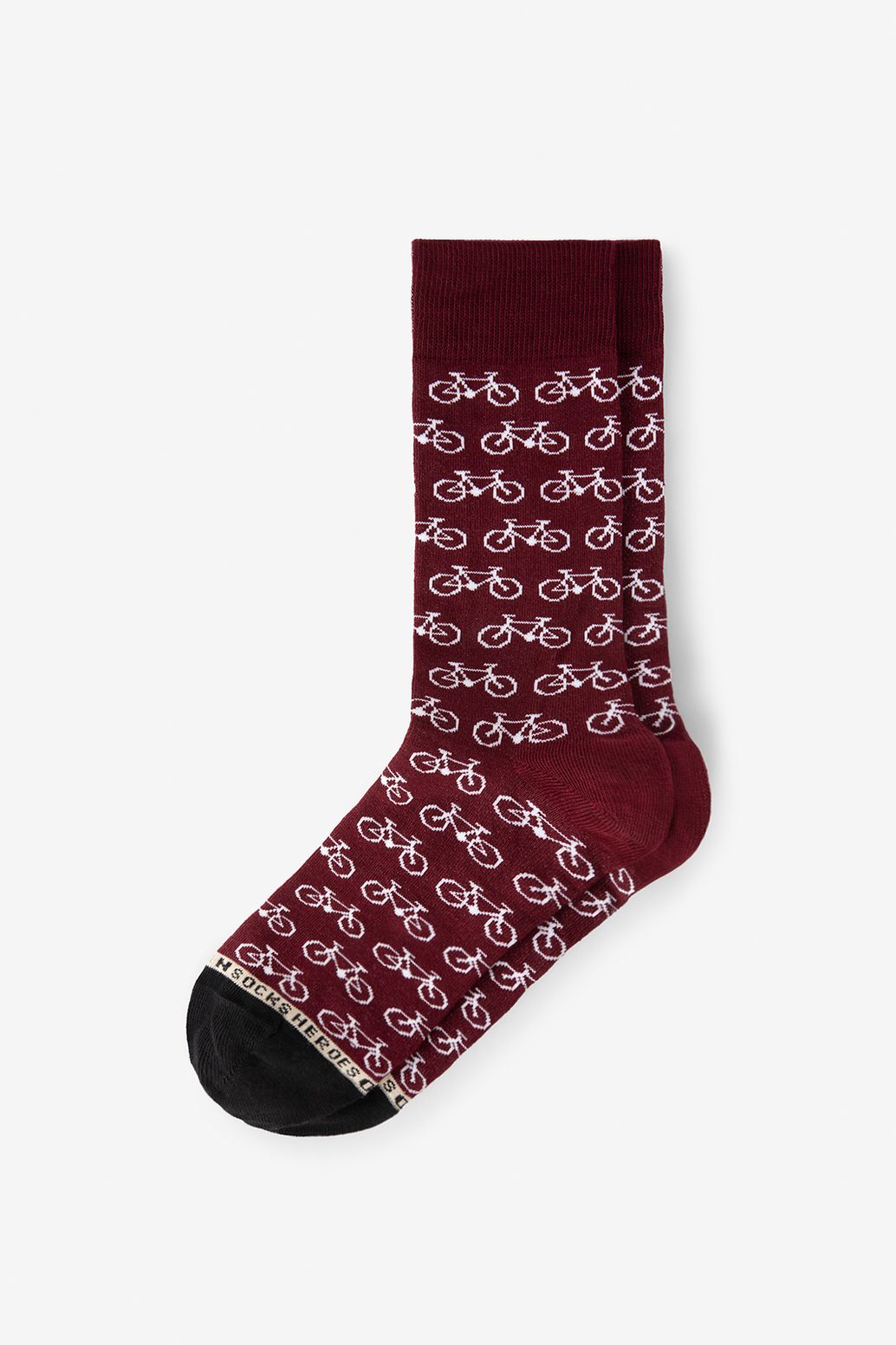 Heroes on Socks donkerrode sokken met print