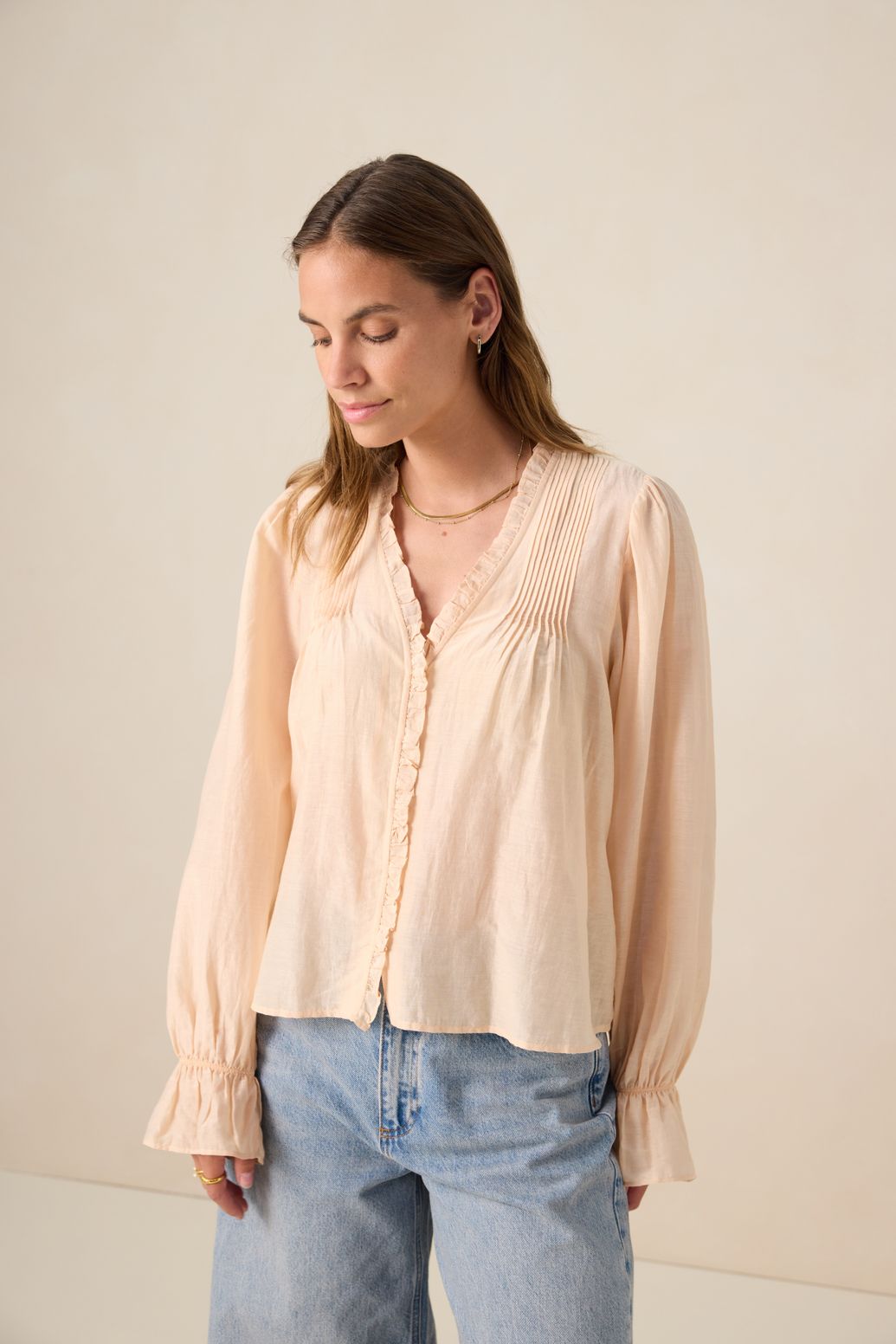Blouse avec volants - orange clair