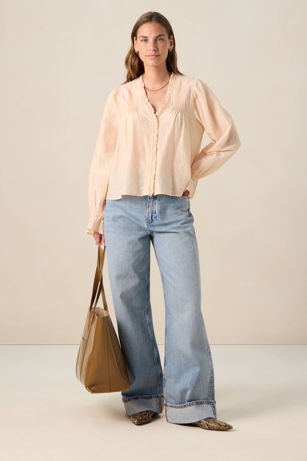 Blouse avec volants - orange clair