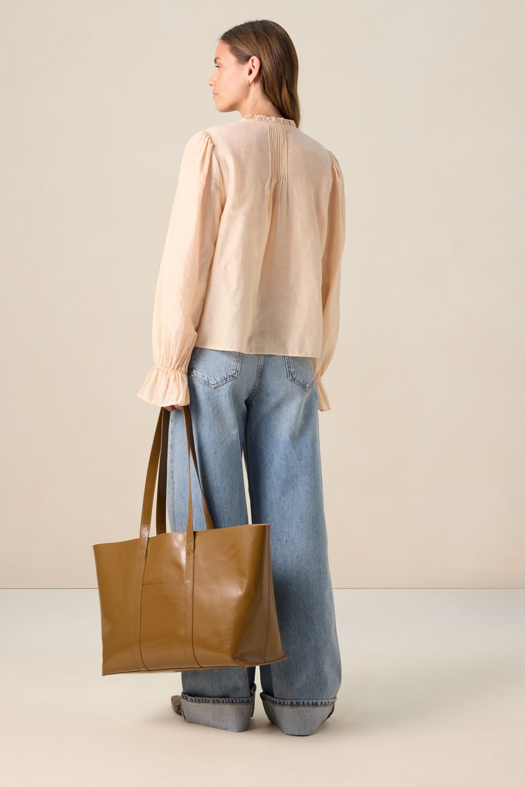 Blouse avec volants - orange clair