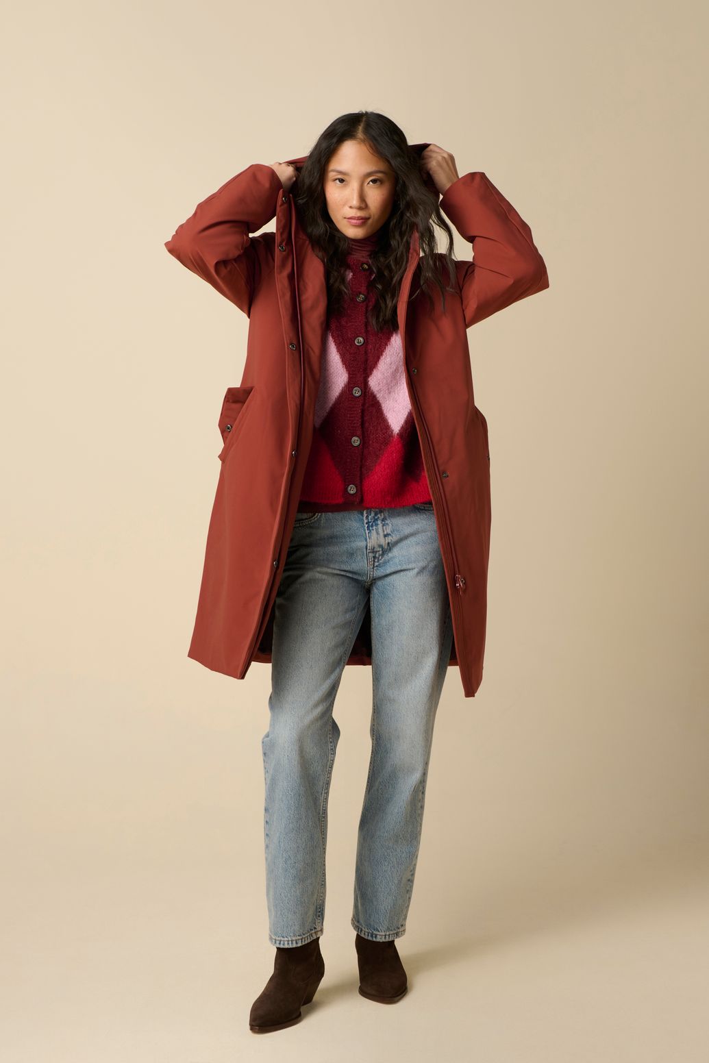 Donkerrode parka