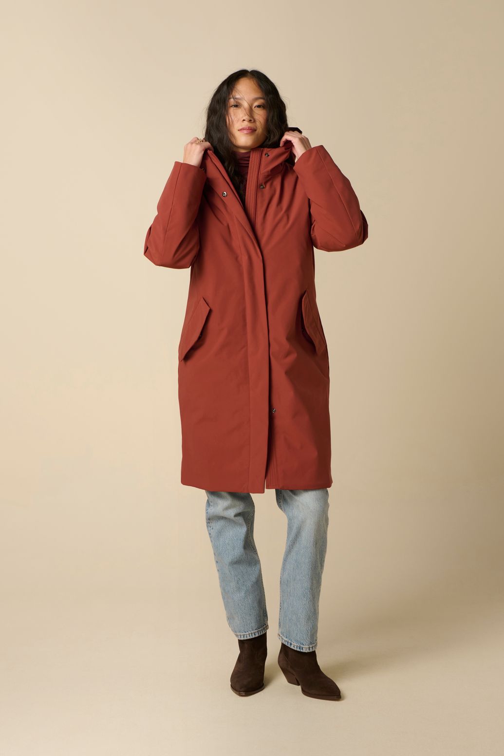 Donkerrode parka
