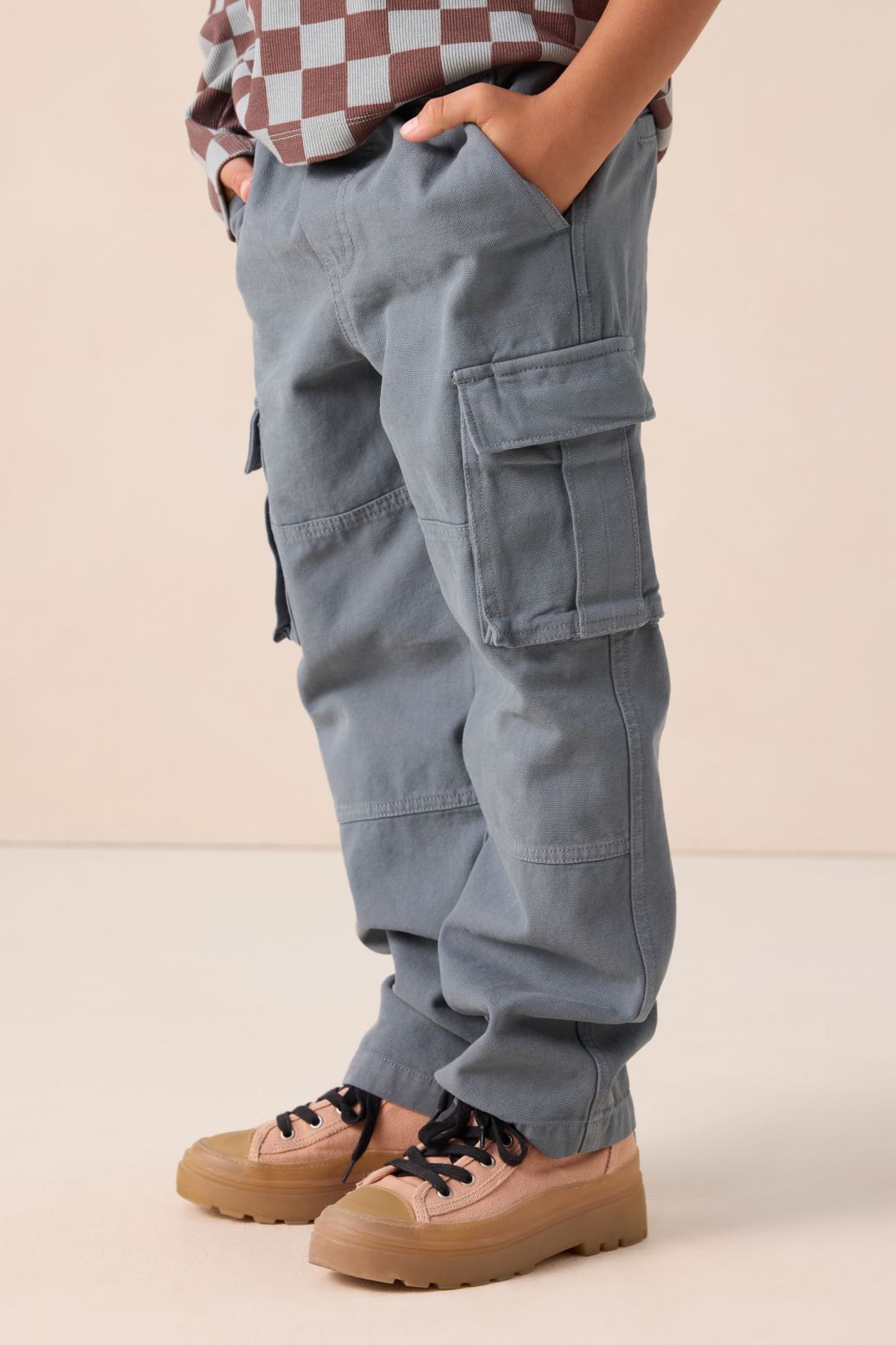 Blauwe pull on cargo broek