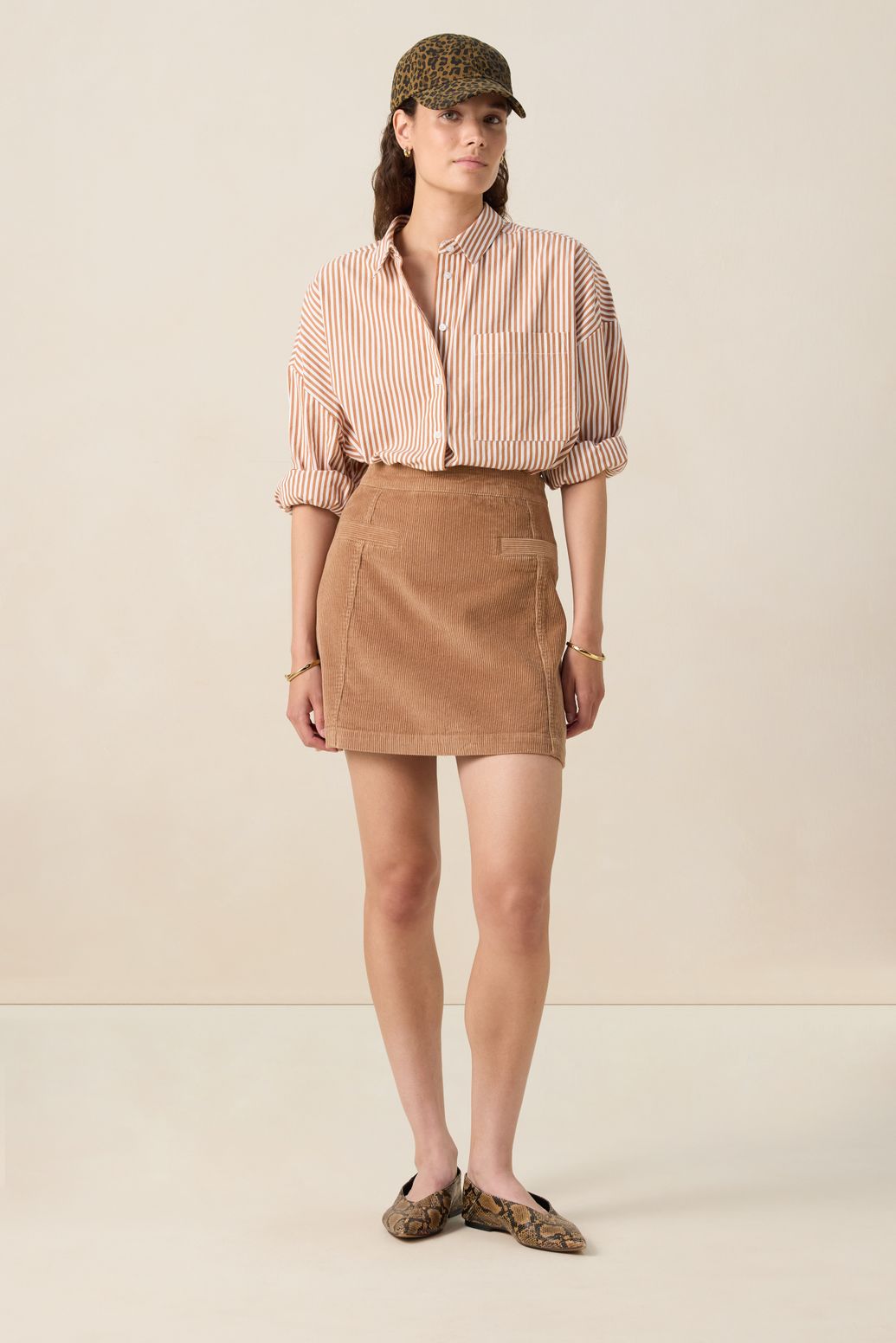 Blouse rayée - marron clair