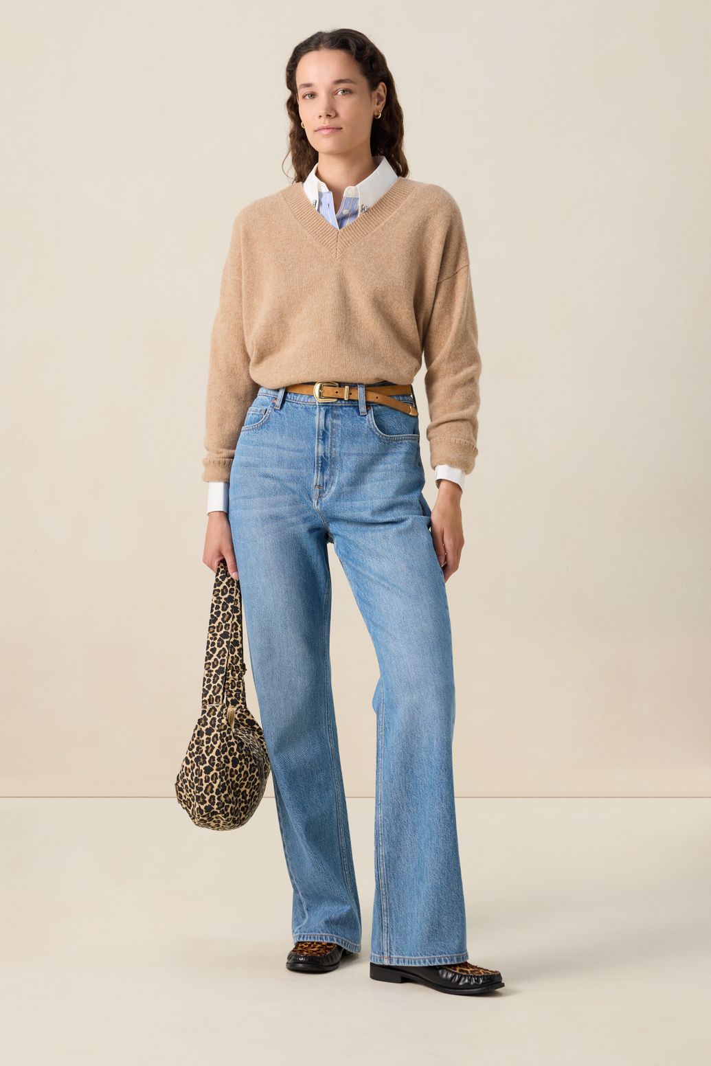 Pullover mit V-Ausschnitt - braun