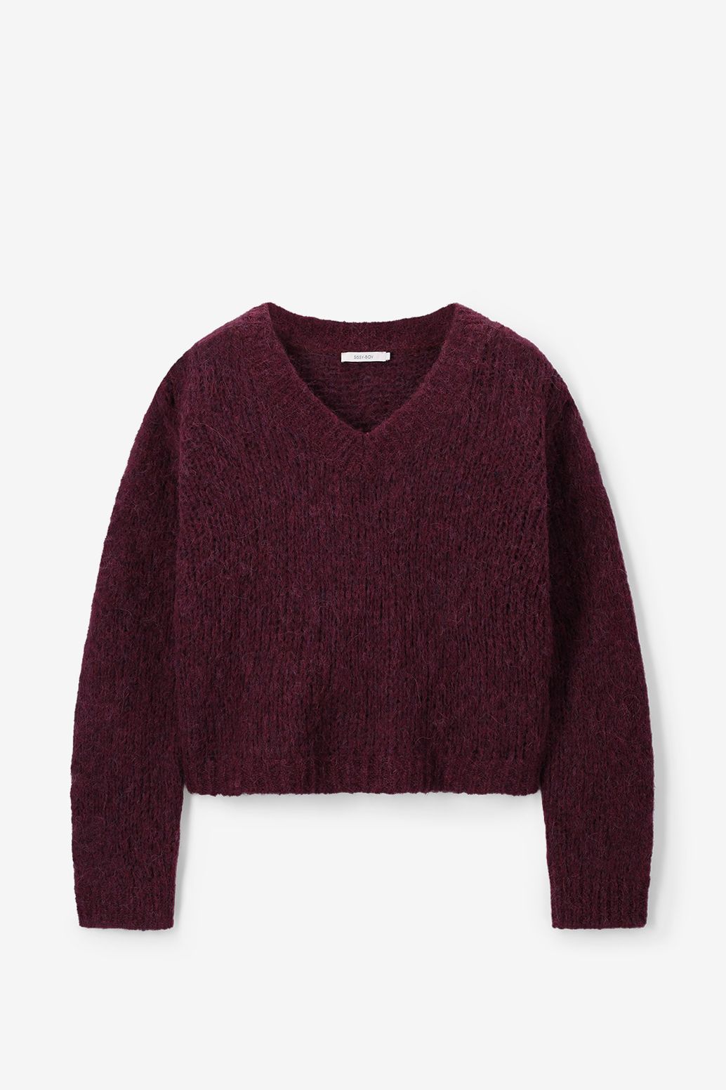 Donkerrode trui met V-hals