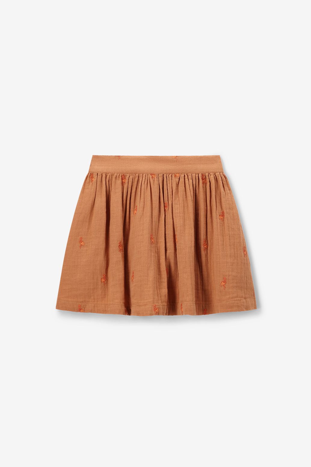 Lichtbruine rok met flamingo embroidery