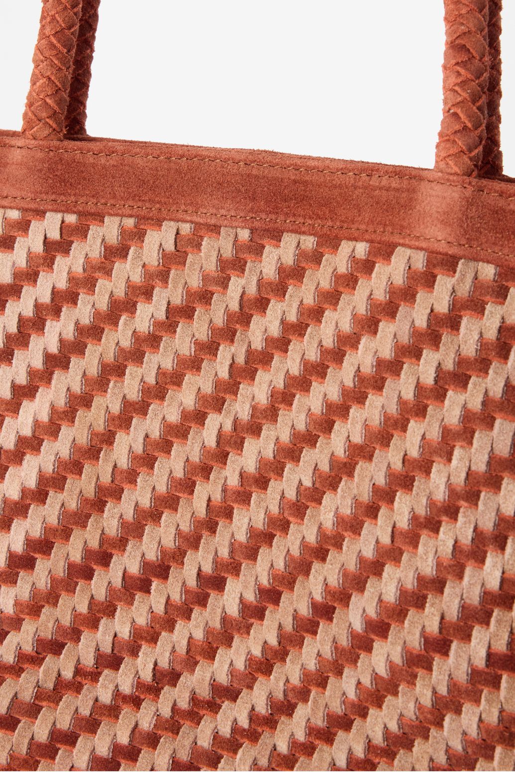 Lichtoranje gevlochten suède tas