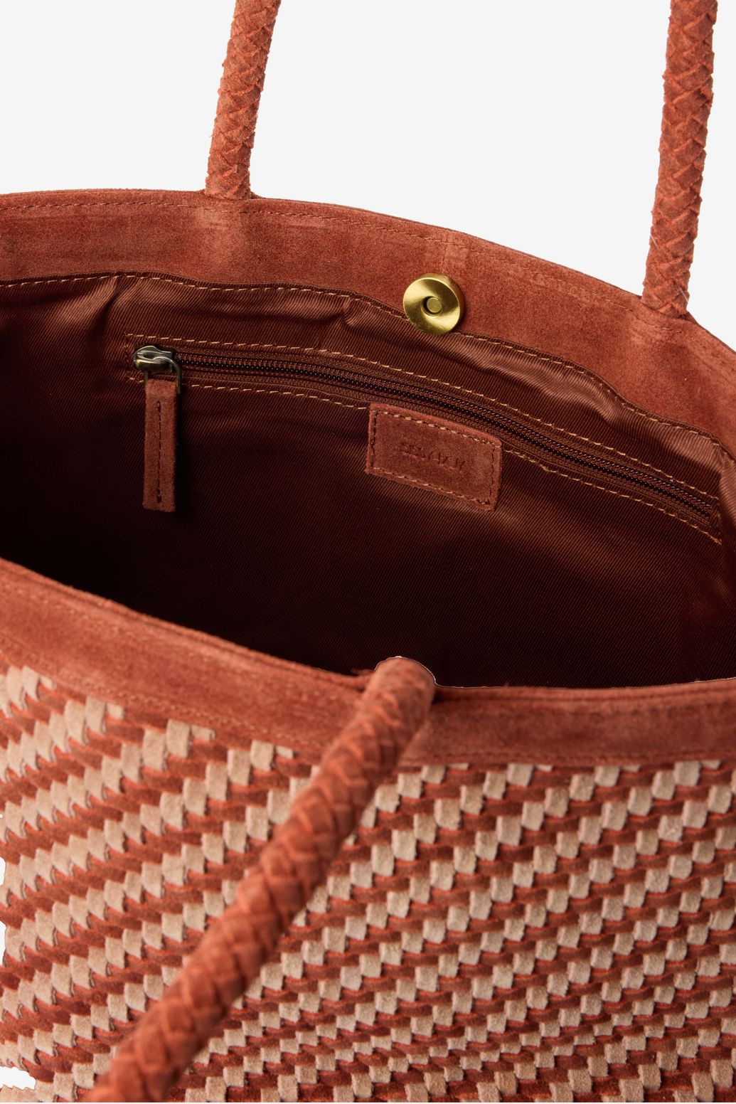 Lichtoranje gevlochten suède tas