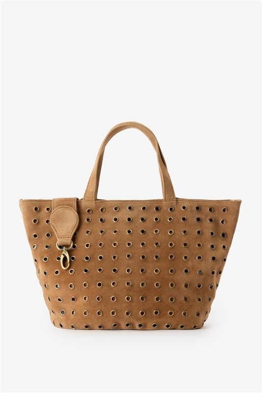 Sac en daim avec clous - marron