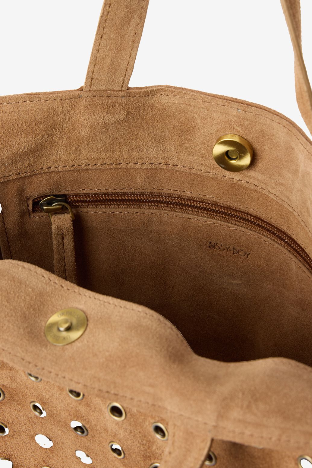 Sac en daim avec clous - marron