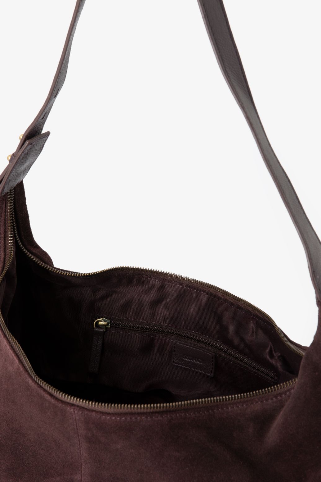 Bruine suède schoudertas