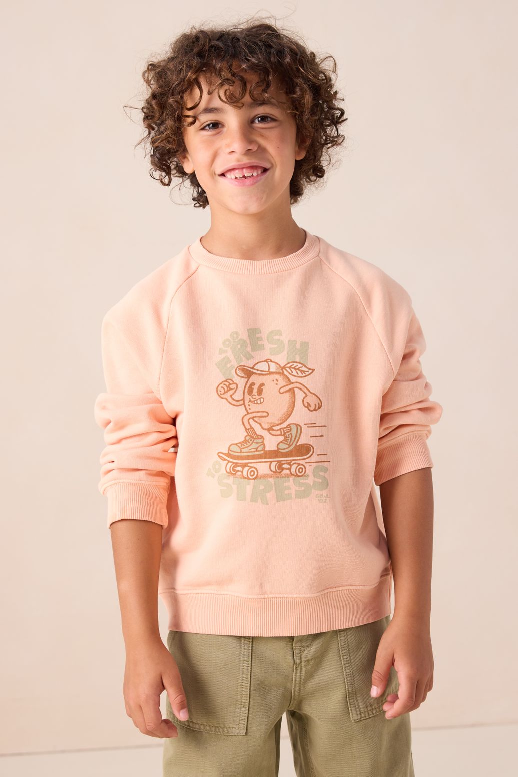 Sweater mit Print - hellorange