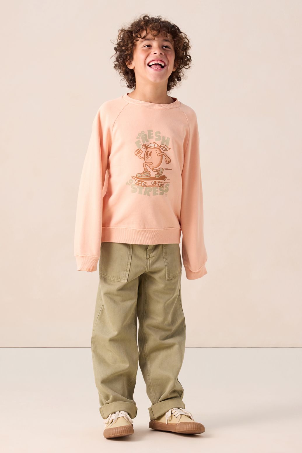 Sweater mit Print - hellorange