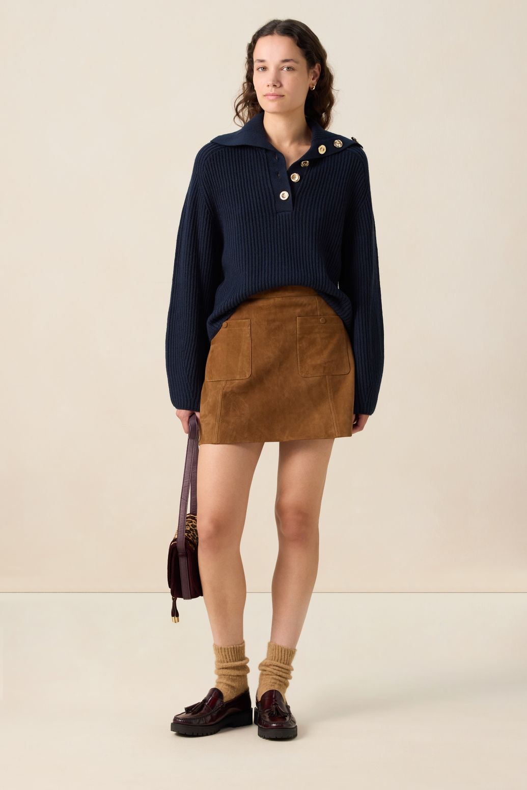 Pull avec boutons - bleu foncé