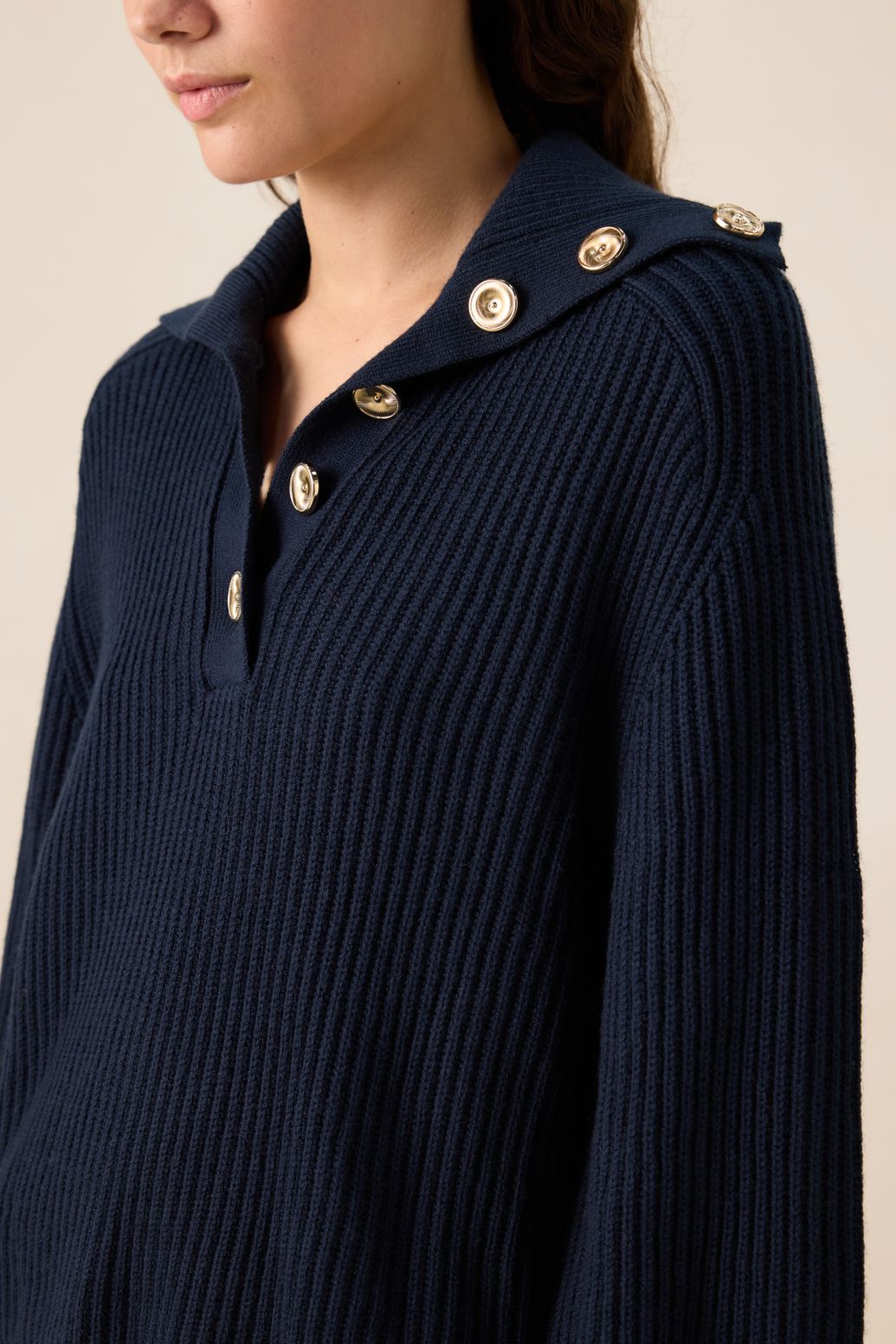 Pull avec boutons - bleu foncé