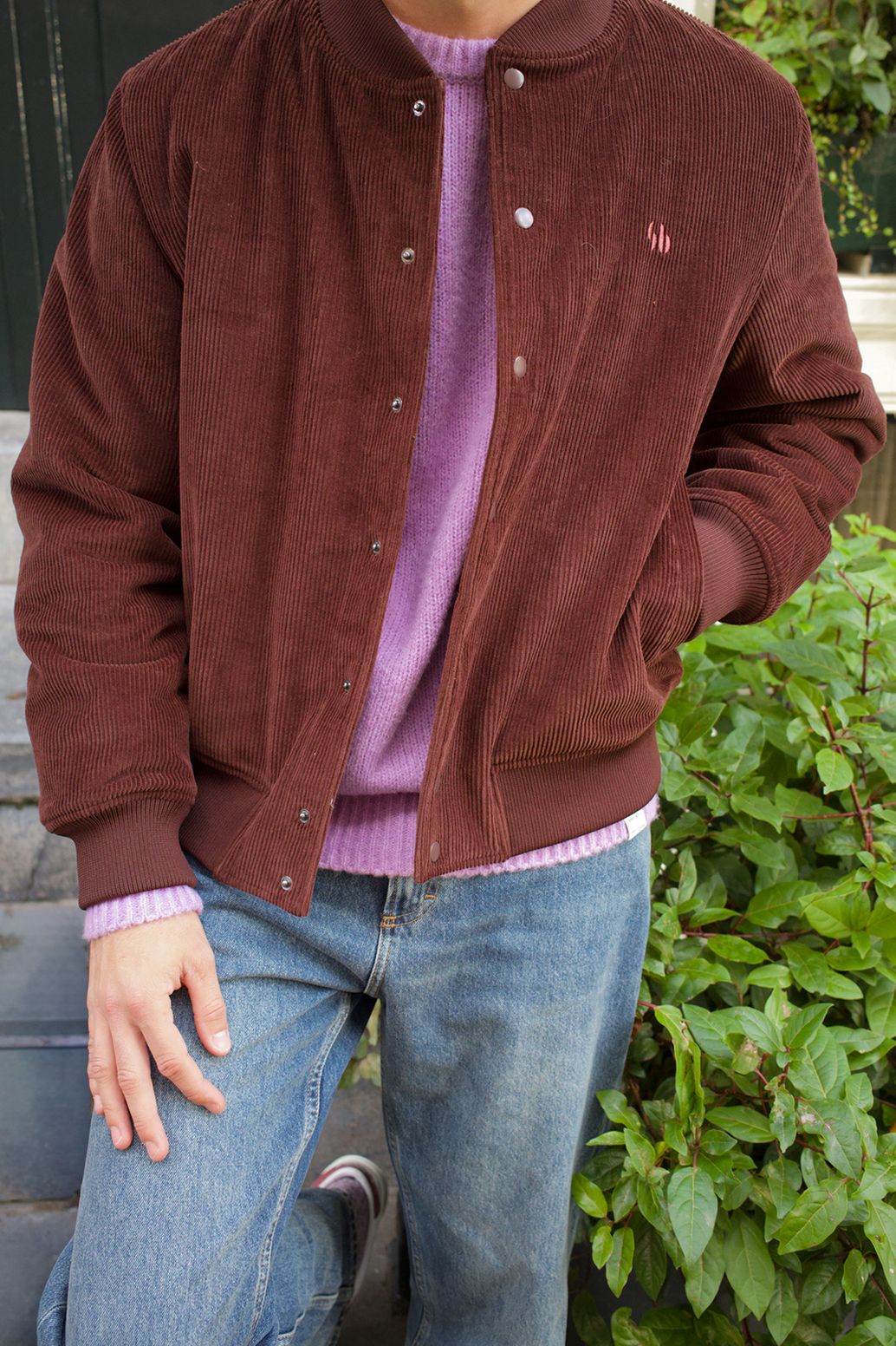 Bomberjacke aus Cord - lila