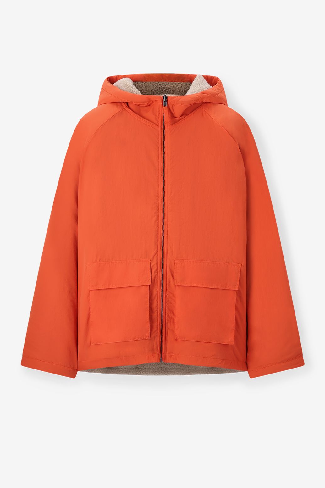 Oranje reversible teddy jas