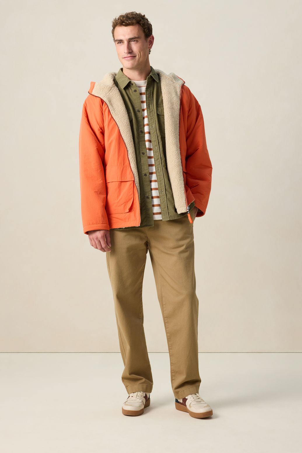 Oranje reversible teddy jas