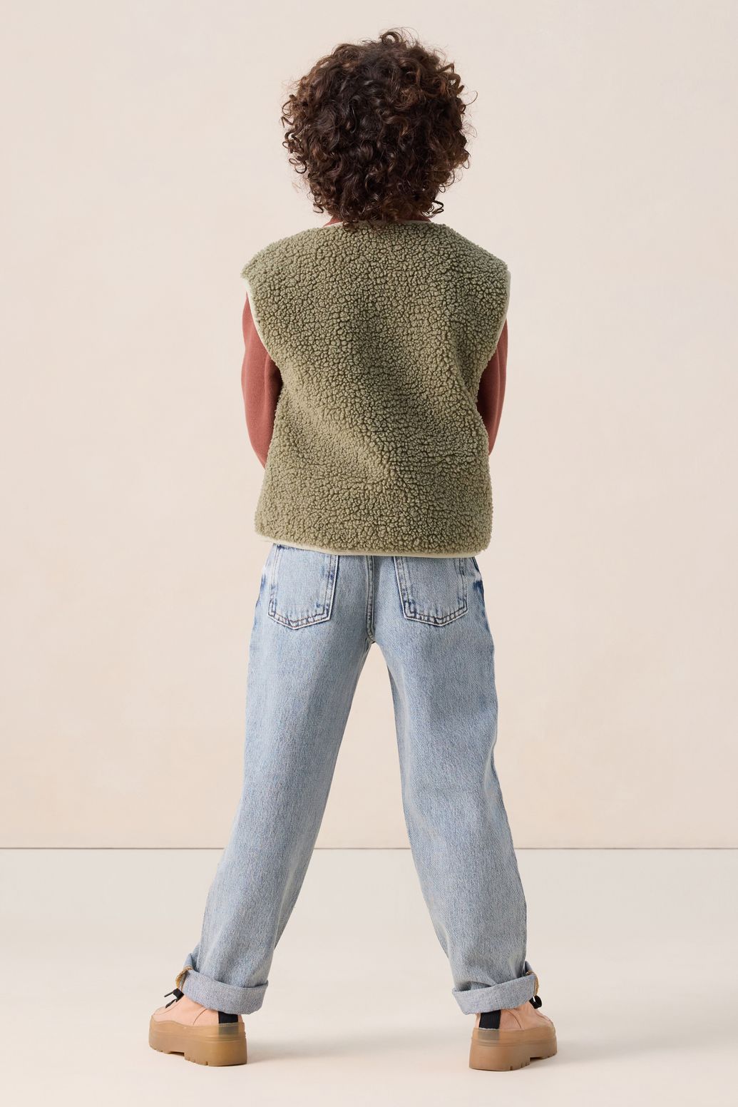 Donkergroen teddy gilet