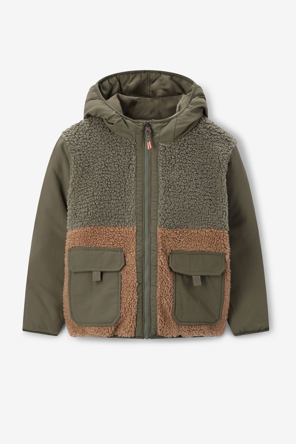 Veste réversible duveteuse - vert foncé